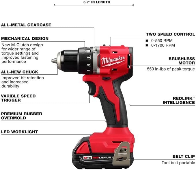 Milwaukee Electric - M18TRADE Compact BRUSHLESS 2-Tool Combo KIT