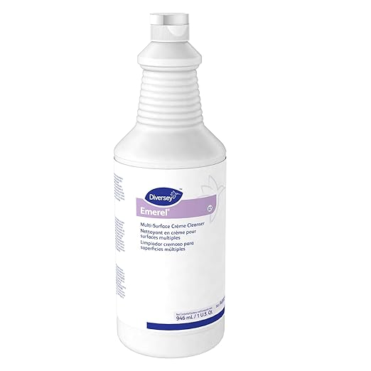 Diversey 94995295 Emerel Multi-Surface Creme Cleanser, Acidic Mild Abrasive Formula for Difficult Stains, Fresh Scent, Ready-to-Use Squeeze Bottle, 32-Ounce (Pack of 12)