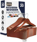 Utopia Home Premium Wooden Hangers 20 Pack - Durable & Slim Coat Hanger - Suit Hanger with 360-Degree Rotatable Hook - Wood Hangers with Shoulder Grooves (Cherry Color)