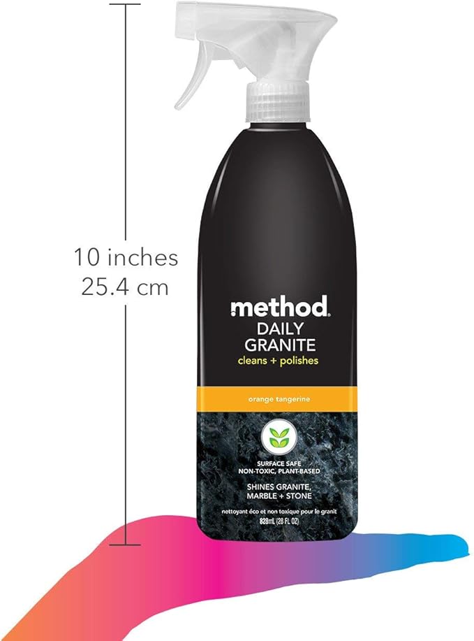 Method Daily Granite Cleaner Spray, Orange Tangerine, Cleaning Agent for Granite, Marble, and Other Sealed Stone, 28 oz Spray Bottles (Pack of 8)