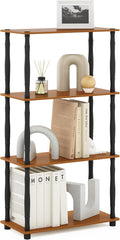 Furinno Turn-N-Tube 4-Tier Multipurpose Shelf Display Rack, Classic Tubes, Light Cherry/Black