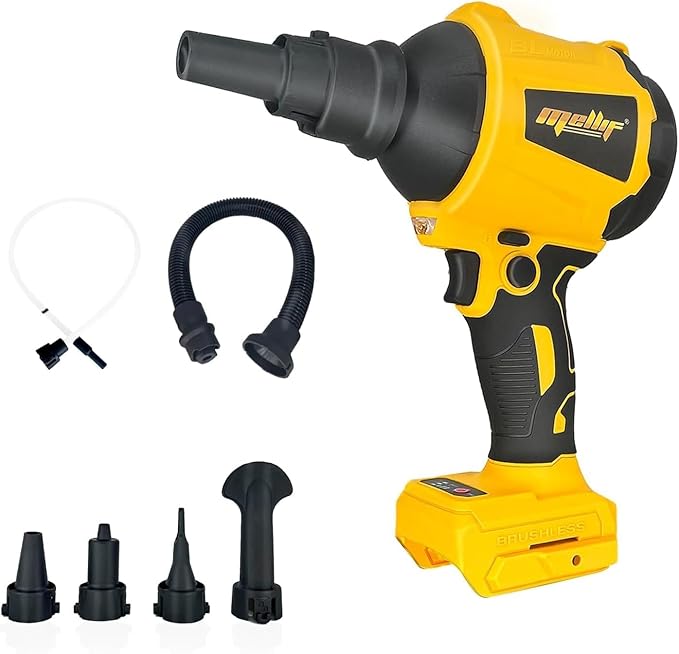 Cordless Compressed Air Duster & Blower Compatible with dewalt 20V MAX Battery (Tool Only), Brushless Motor, 3-Speed Adjustable, 50,000 RPM, LED Light, Portable Inflatable Pump for Cleaning, Camping