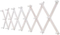 SCUNDA Accordion Wall Hanger with 20 Hooks, Wooden Wall Expandable Coat Rack for Coat, Hats, Baseball Caps, Coffee Mug, Jewelry(Ruist White)