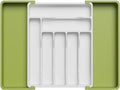 Lifewit Utensil Organizer for Kitchen Drawer, Expandable Cooking Silverware Tray, Adjustable Cutlery Flatware Holder, Plastic Spatula Tools Storage Divider, 13-22.4 x 15", Green&White