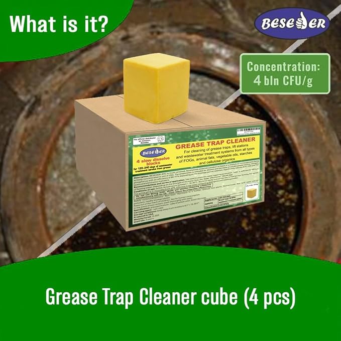 Grease Trap Cleaner cubes for wastewater treatment from grease and oil, 4bln. CFU/g (4 cubes x 2 pounds = 8 pounds)