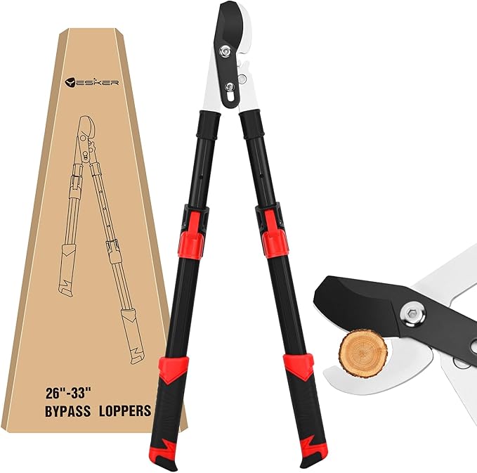 Yesker 26-33 Inch Extendable Bypass Loppers for Tree Trimming Heavy Duty Powerful Gear Tree Trimmer w Non-slip Handle Sharp Steel Blade up to 1.8" Cut Capacity Branch Cutter Chops Thick Branches Ease