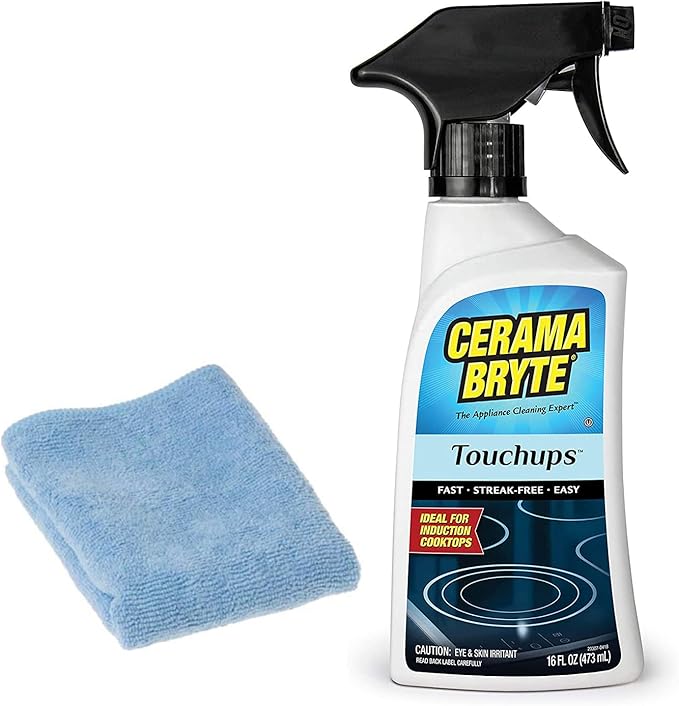 Cerama Bryte Touchups Spray (16 oz) Glass Ceramic Cooktop Cleaner With Microfiber Cloth