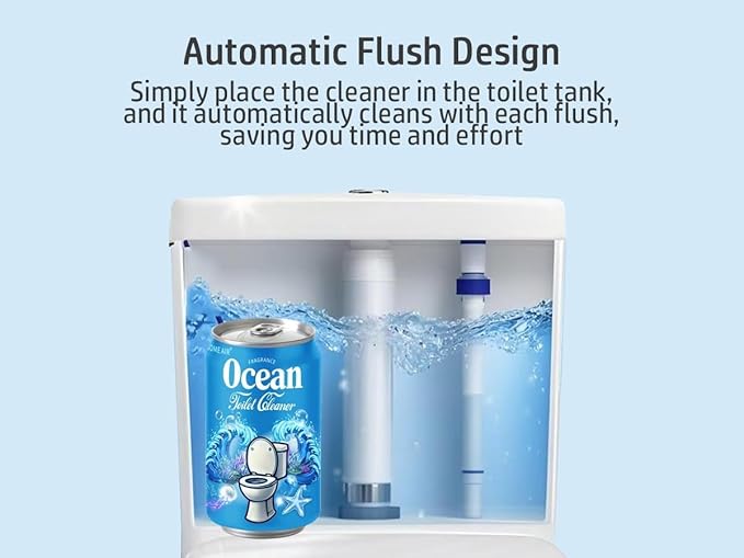 Beverage can Toilet Bowl Cleaner,Septic Toilet Bowl Tablets in Bottles, Automatic Long-Lasting Toilet Cleaner Bottle,Powerfully Cleans and Prevent Stain Build Up (3PCS, Ocean Scent)