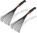 2 Pcs Gardening Hand Rake, 14.5" Alloy Steel Short Handle Shrub Rake for Soil Loosening, Planting and Spreading Mulch, Hanging Hole for Storage, Perfect for Maintaining a Raised Garden Bed