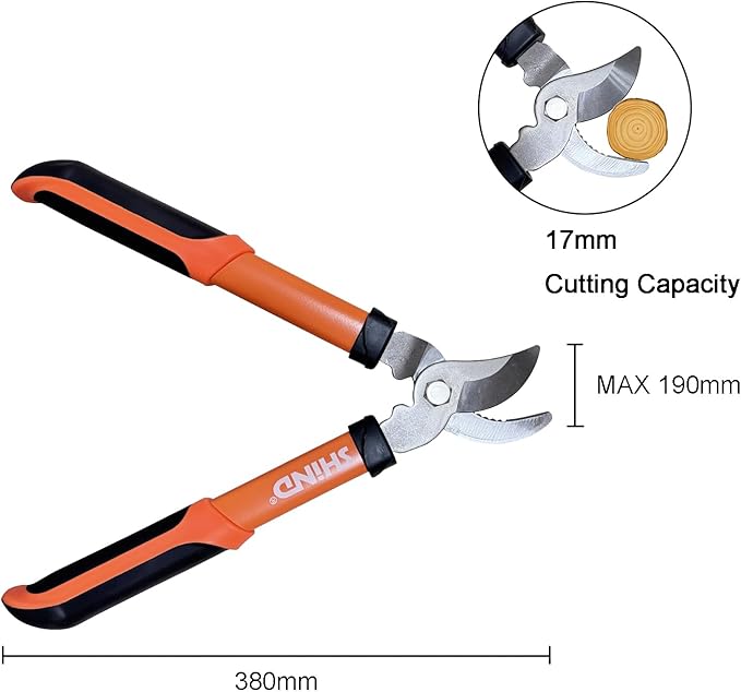 SHIND Lopper Heavy Duty Branch Cutter Tree Clippers with Compound Action, Chops Thick Branch Ease, Garden Loppers Pruning, 15 Inch Tree Trimmer with 1.6” Clean Cut Capacity (15 Inch）