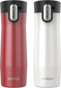 Contigo AUTOSEAL West Loop Vacuum-Insulated Stainless Steel Travel Mug with Easy-Clean Lid 20 oz 2 pack Goji Berry Frosted Pearl Frosted Pearl