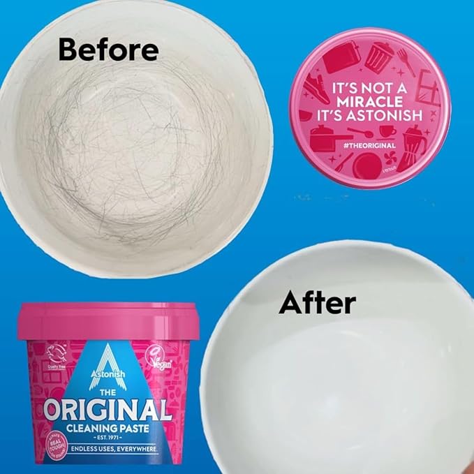 Astonish The Original Cleaning Paste 500g Mandarin Peaches Scent, 2 Pack - Multi Surface Stain Remover, Grease Buster, Tough Kitchen Cleaner, Chemical-Free Household Scrub, Bathroom Essential