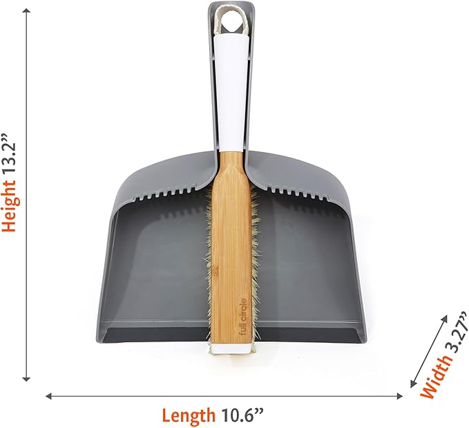 Full Circle Clean Team, Brush & Dustpan Set, White & Grey