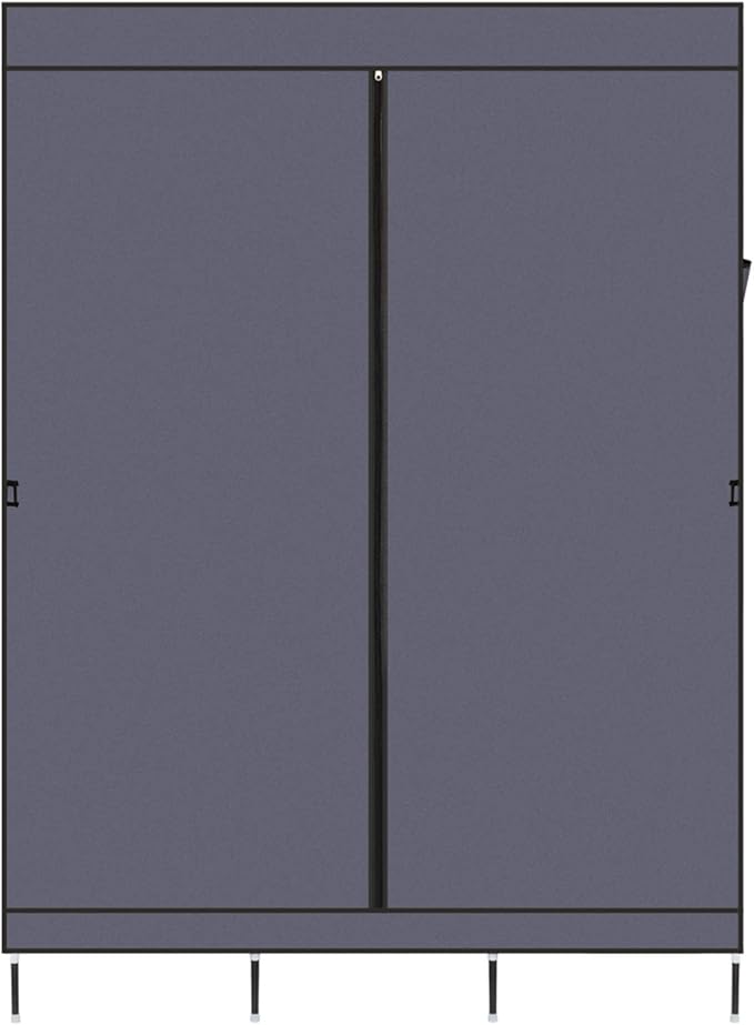Portable Closet Wardrobe,71'' Closet Storage Organizer Rack with Shelves and Cover for Hanging Clothes, Non-Woven Fabric, Quick and Easy to Assembly (Gray)