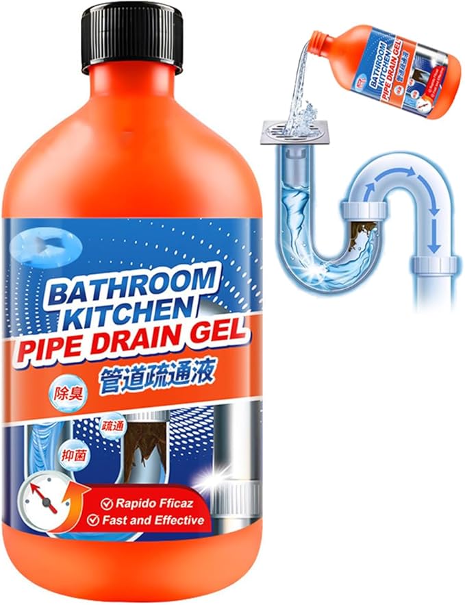 Drain Clog Remover, Professional Strength Liquid Drain Opener and Cleaner, Fast Acting Dissolver for Bathroom, Kitchen and Toilet, 500mL