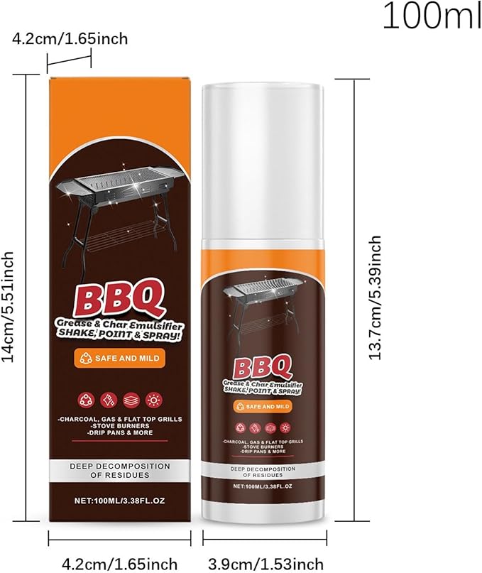 Stainless Steel Grill Cleaner, 100ml Heavy Duty Foam, 3.9x3.9x13.7cm, for BBQ, Oven, Kitchen, Outdoor Grills, Home, Restaurant, Appliance Maintenance
