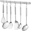 Stainless Steel Kitchen Utensil Racks Holder Hanging Rail Organize Pots Pans Kitchen Knife Gadgets On Wall Mounted Hanger Bar Rail Under Cabinet Shelf (6 Hook,17")