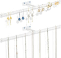 2 Pack Wall Jewelry Organizer, 14.5'' Necklace Holder for Hanging Earring, Ring, Bracelet, Hairband, Glasses Storage, Decorative Space-Saving Jewelry Display-White