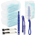 Dusters Starter Kit, 30 pcs Microfibers Duster Refills with 2 Extendable Handle and 2 Mini Crevice Cleaning Brush, Disposable Multi Surface Dusters for Cleaning Home (Color:Blue)