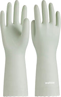 LANON wahoo Skin-Friendly Cleaning Gloves, Dishwashing Kitchen Gloves with Cotton Flocked Liner, Reusable, Non-Slip, Canary Green, Medium