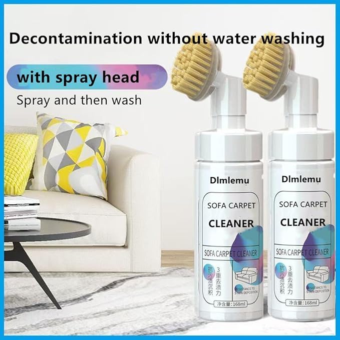2 Pack Carpet Spot Cleaner, Sofa Spot Stain Remover, Free-wash Fabric Cleaner with Brush Head, for Sofas, Carpets, Curtains, Remove Oil Stains, Blood Stains, Coffee Stains, Pet Urine Stains