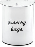 AuldHome Design Rustic Grocery Bag Holder; Wall-Mounted Vintage Enamelware Farmhouse Style Plastic Bag Dispenser for Kitchen or Laundry Room
