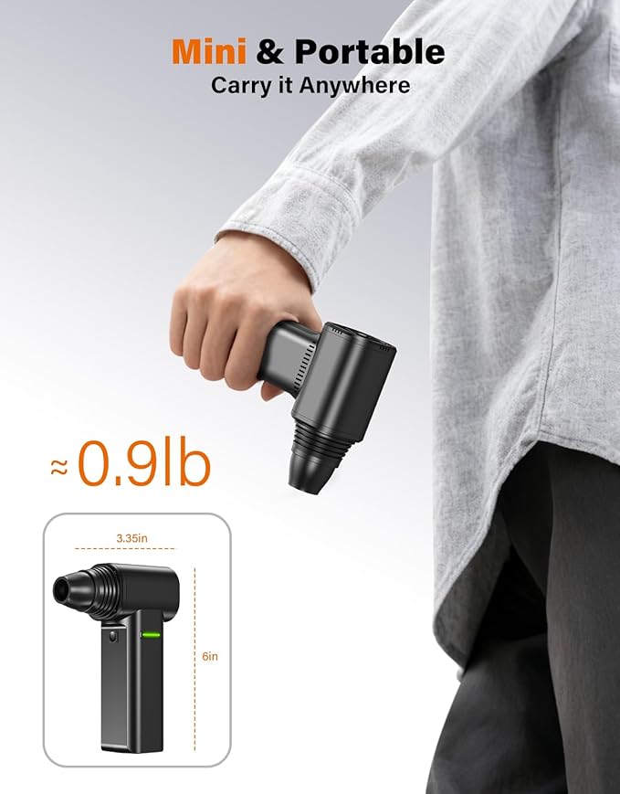 Compressed Air Duster, 300000RPM 500g Max Wind Pressure Cordless Rechargeable Electric Air Duster, Canned Air Duster for Computers, 4-Gear Turbo Dust Blower for Keyboard PC Outdoor Car