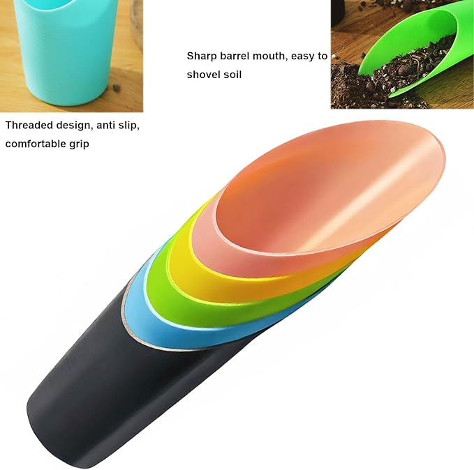 12PCS Bonsai Soil Scoop Set - Plastic Garden Scoops Small Mini Potting Shovels, Dual-Size Succulent Planting Tools for Indoor Plants, Planting, Transplanting Soil Mixing