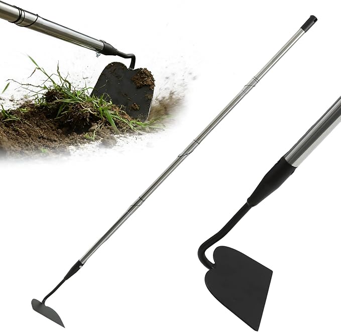 Garden Hoe Tool, 65 Inches Stainless Steel Long Handle Hoe Garden Tool, Garden Hoe for Weeding with 7-inch Wide Welded Blade, Garden Hoes for Weeding, Cultivating, Digging, Loosening, and Planting