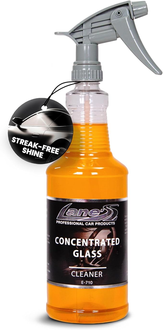 LANE'S Concentrated Auto Glass Cleaner | Tint-Safe Car Windshield, Window Cleaner | Removes Automotive Smoke Film, Fingerprints, & Smudges | Streak-Free, Safe for All Glasses | 32oz