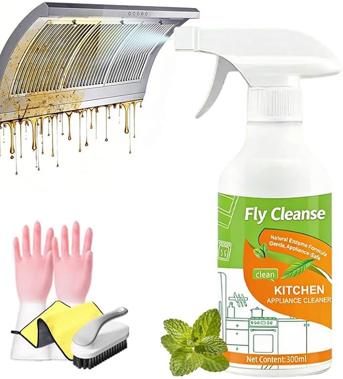 FlyCleanse Spray, FlyCleanse Kitchen Cleaner, Electrolyzed Ion Kitchen Cleaner Spray, Natural Enzyme Formula Liquid Cleaner for Household Appliances & Easy Cleaning Solution (1pc, 300ml)