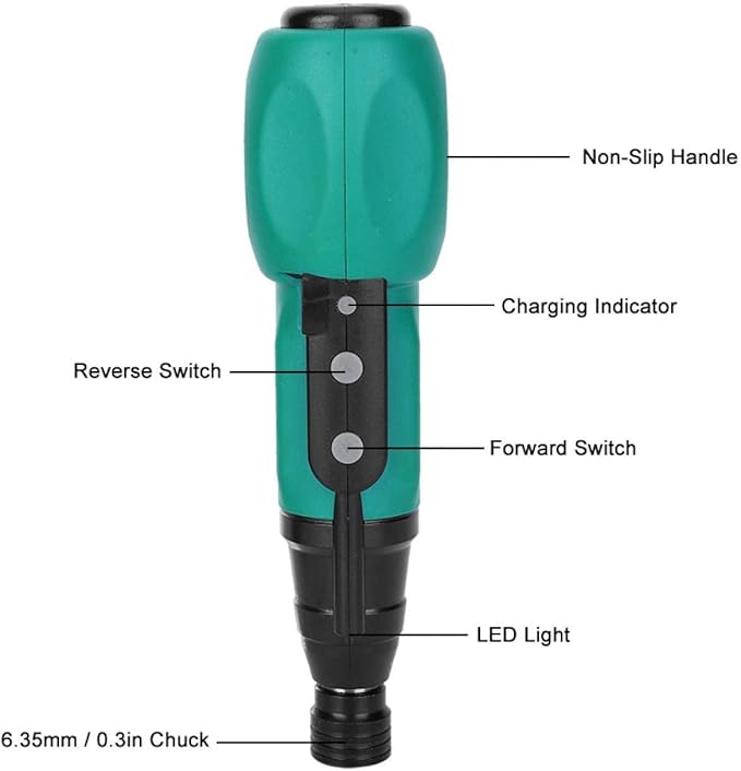7V Electric Screwdriver Set, Cordless Power Screwdriver Cordless Electric Screwdriver Portable Automatic Home Repair Tool Kit with LED Lights and USB Cable Auto and Manual Mode