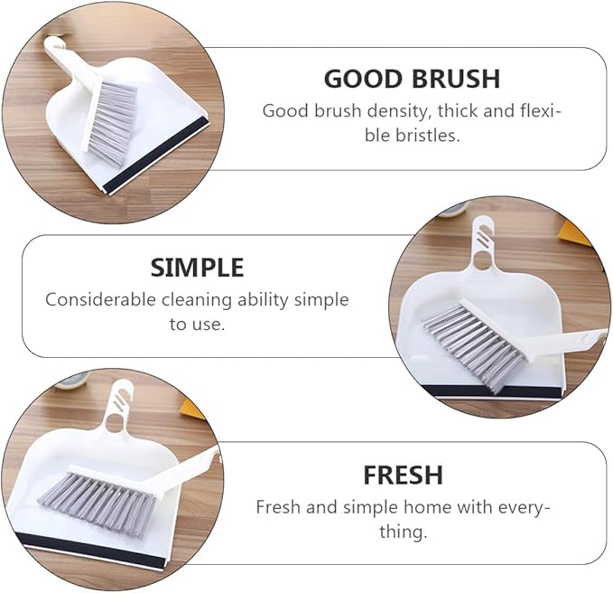 NOLITOY Mini Broom and Dustpan Set 2 Packs White Desktop Cleaning Supplies Table Sweeping Tools for Kitchen Home Office Tea Table Cleanup
