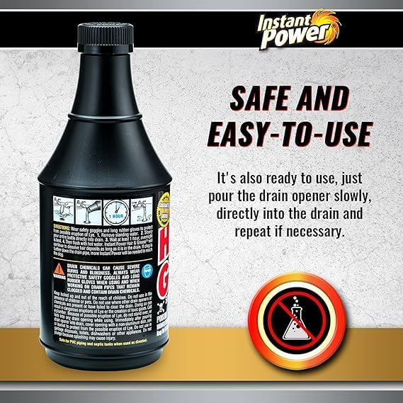 Instant Power Hair & Grease Liquid Drain Opener 20 oz. - Total Qty: 6