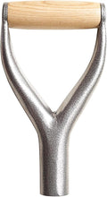 SYCOOVEN Shovel D Grip Handle, Metal Shovel Replacement Handle with Wooden Grip Spade Handle for Garden Digging Raking Tool, 3.1cm/1.22inch Inner Diameter(Silver)