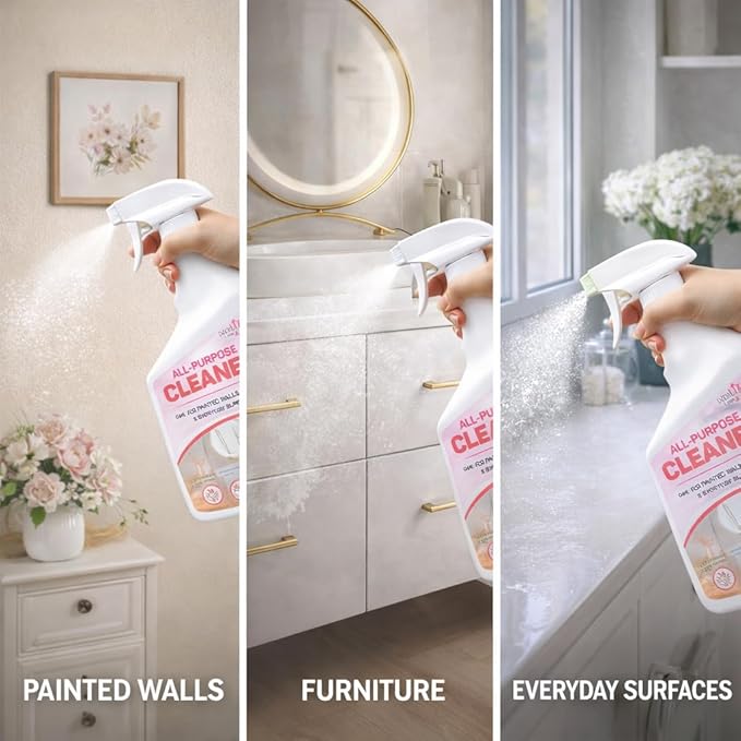 All Purpose Cleaning Spray – Non-Toxic, Pet & Kid Safe, Multi-Surface Cleaner for Walls, Furniture, Counters, Bedrooms & Everyday Surfaces. Safe cleaner for Painted or Finished Surfaces.