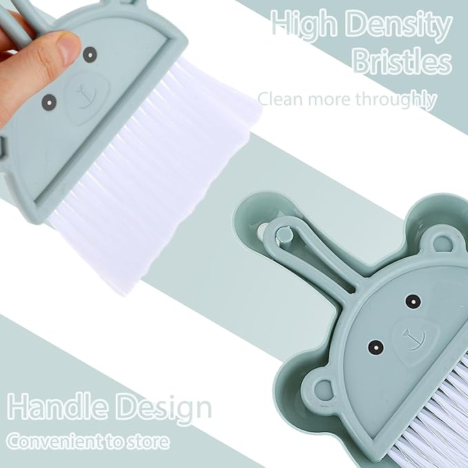 Amabro Small Dustpan Broom Set, Mini Dust Pan with Brush Set Hand Dustpan Table Top Brush Cute Table Crumb Sweeper Broom for Home Desktop Sofa Kitchen Keyboard Sweeping Cars Pet Nest(Blue)