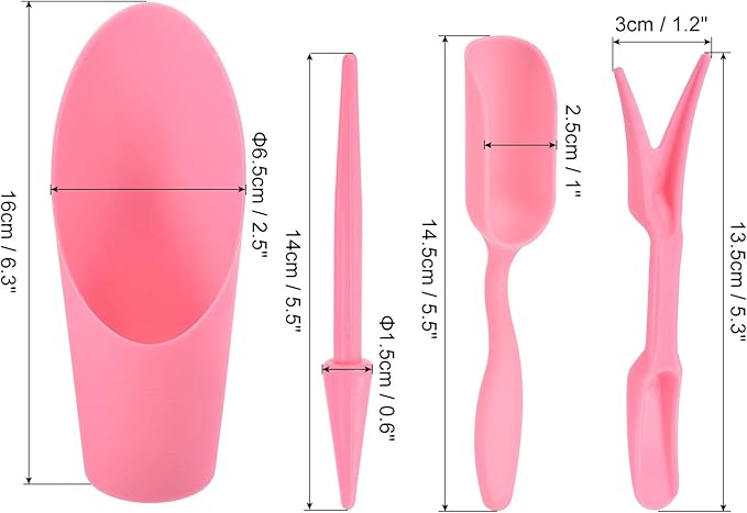 MECCANIXITY Garden Shovel Hand Tools Transplanting Succulent Cultivation Digging Scoops Kits, Pink