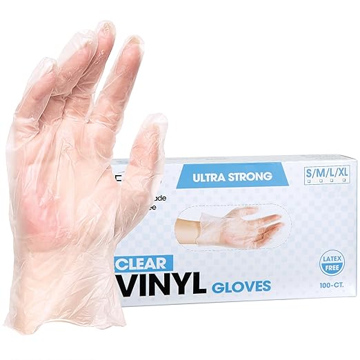 ForPro Disposable Vinyl Gloves, Clear, Industrial Grade, Powder-Free, Latex-Free, Non-Sterile, Food Safe, 2.75 Mil. Palm, 3.9 Mil. Fingers, X-Large, 100-Count