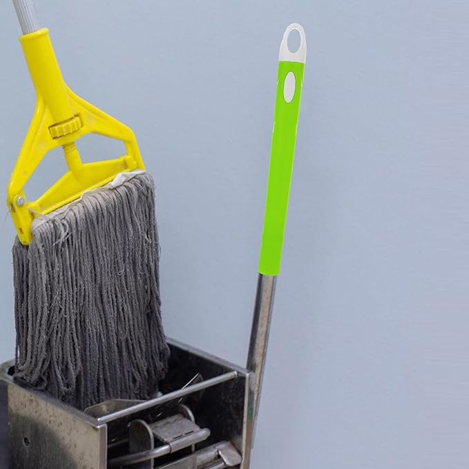2pcs Mop Handle Replacement with End Caps, Stainless Steel Broom and Dustpan Pole Grip, Sturdy Household Cleaning Tool Accessories for Floor Sweeping and Mop Use