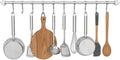 Kitchen Hanging Racks, 304 Stainless Steel 20 Inch Rail Utensil Storage Hanger with 10 Pcs Noiseless Sliding Hooks, Wall Mounted Rod Holder for Pots Pan Spatula Spoon Cookware Mug Cup
