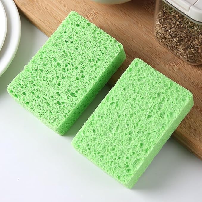 6 - Pack Non-Scratch Scrub Sponges - Sponges for Dishes and Washing Dishes, Cleaning Sponges for Kitchen Home Office, Magical 3D DIY Art and Craft Suppliers（Green）