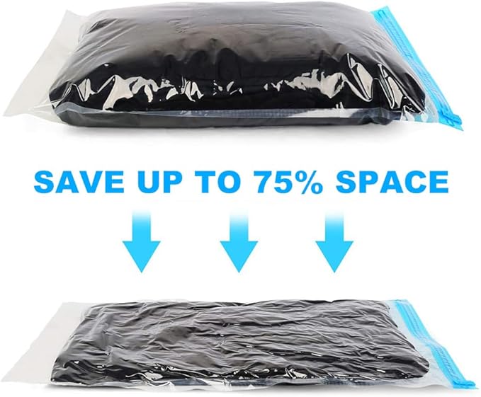 ALMING Compression Bags - Travel Accessories - 10 Pack Space Saver Bags - No Vacuum or Pump Needed - Vacuum Storage Bags for Travel Essentials - Home Packing-Organizers (Blue)