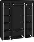 69" Portable Clothes Closet Wardrobe Storage Organizer with Non-Woven Fabric Quick and Easy to Assemble Extra Strong and Durable Black Closet Organizer with Protective Cover MITPATY