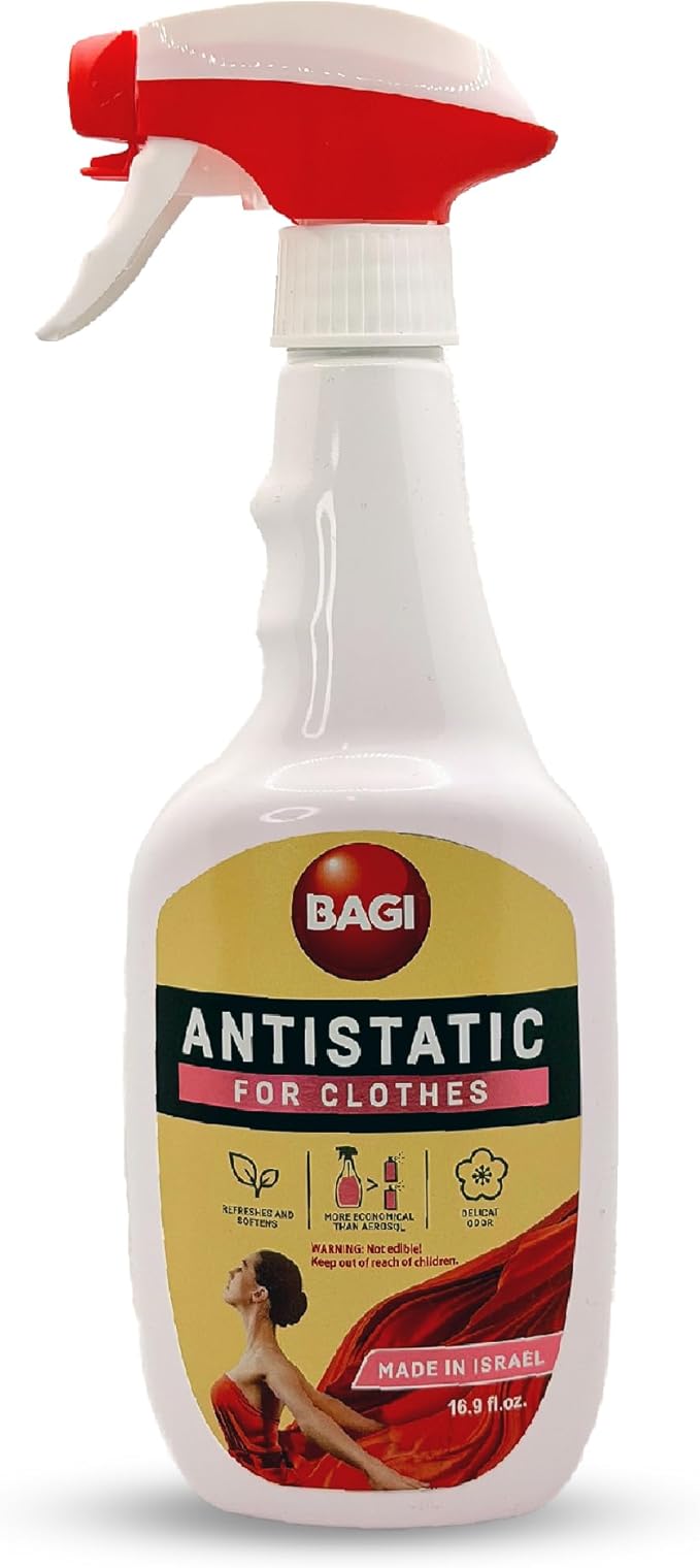 BAGI Anti Static Spray for Clothes – Fabric Refresher & Softener, Eliminates Static Cling, Prevents Shocks, Delicate Fresh Scent, Safe for All Fabrics, 16.9 fl.oz