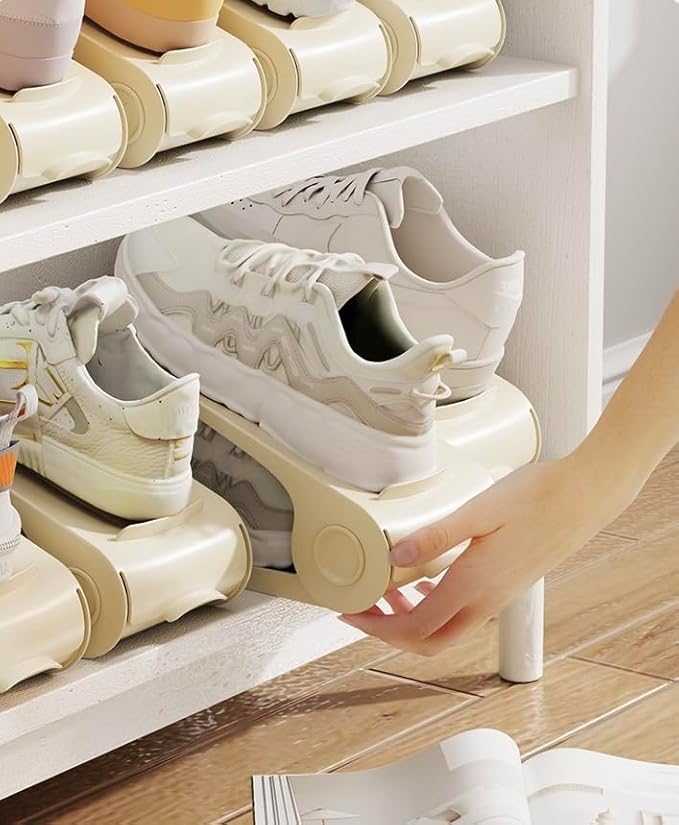 Shoe Slot Organizer, 4-Speed Adjustable Shoe Organizer Slots, Space-Saving Storage Rack for Slippers or Shoes (White/Yellow/Gray) (8Pack/12Pack/20Pack) (Yellow, 12 Pack)