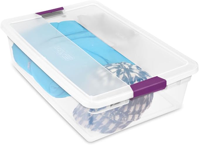 Sterilite 18-Pack 32 Quart ClearView Latch Box, Stackable Organizer Bins with Latching Lids - Clear Plastic Organization Containers for Closet, Bedroom, Shelving Units and Everyday Home Storage