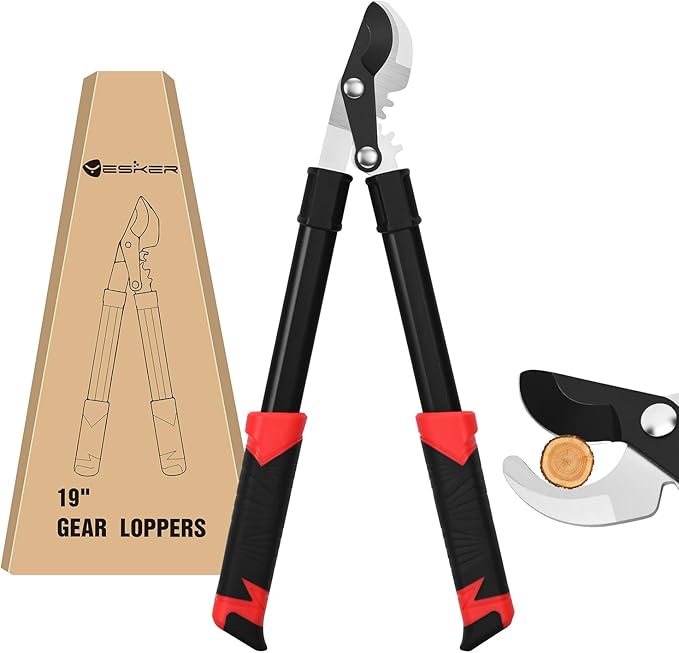 Yesker 19" Loppers Heavy Duty Branch Cutter Sharp Steel Blade Tree Trimmer up to 1" Diameter Cut Capacity Powerful Gear Action Lightweight Bypass Loppers Tools for Tree Trimming Garden Maintenance