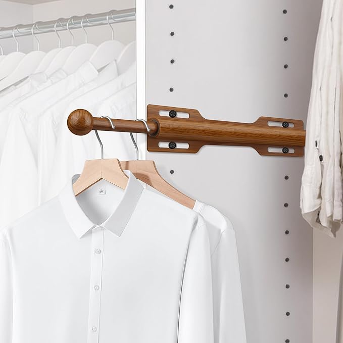 FIRJOY 12" Valet Rod for Closet Pull Out (1 Pack, Wood Grain)