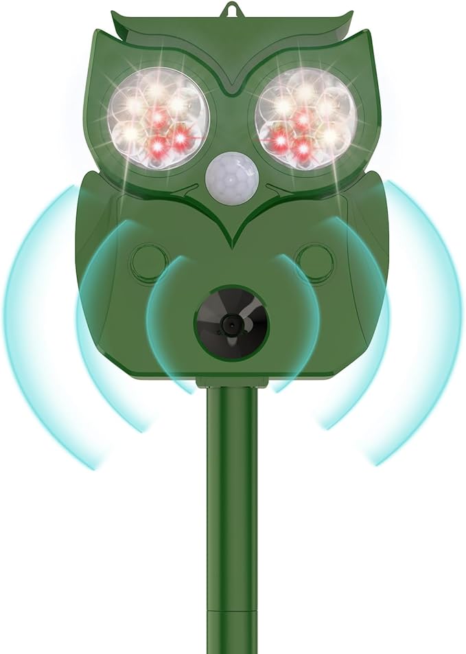 Ultrasonic Animal Repellent - Deer, Squirrel, Cat Repeller Outdoor Sonic Fortress Pro Solar Waterproof Solar Powered Ultrasonic Device for Garden & Yard Professional Deer Repellent Devices(1 Pack)